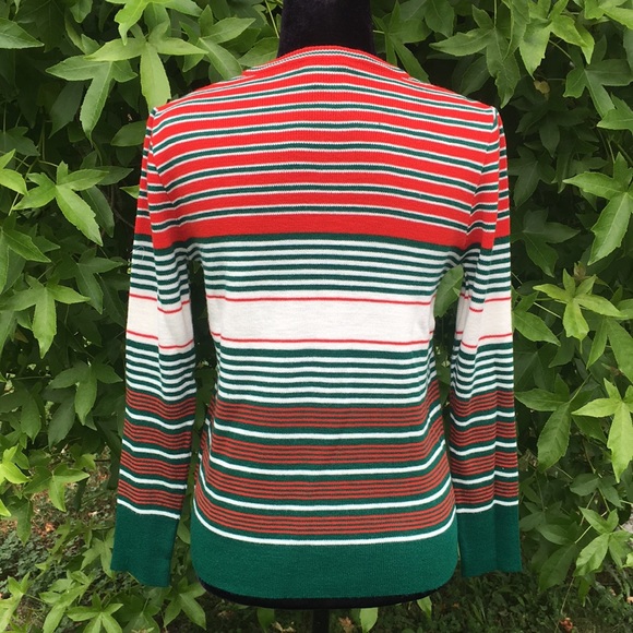 Red White and Green Striped Sweater - Picture 3 of 5